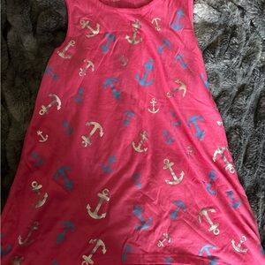 Nautica Hot Pink Tank Top with Blue and Metallic Anchors